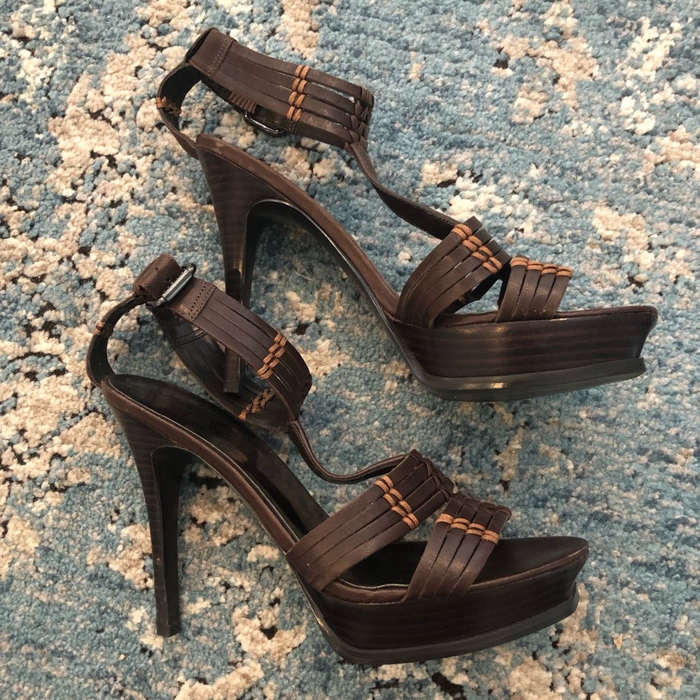Guess marciano sexy brown leather heels size 7